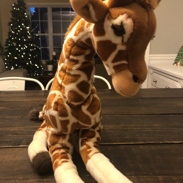 FAO Schwarz Giraffe Plush Stuffed Animal Toys R Us Brown and Yellow Plush