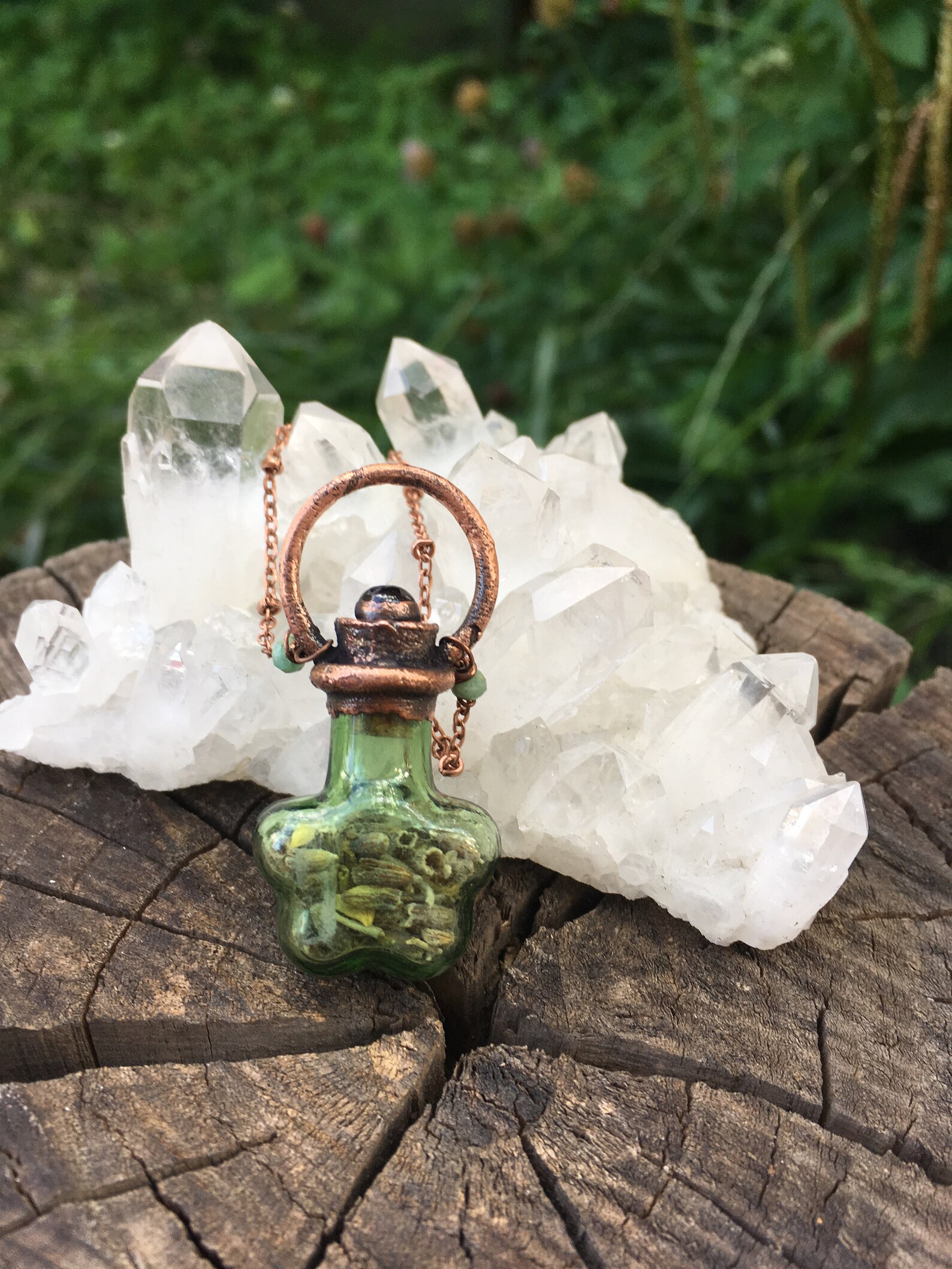 Potion bottle pendant mini bottle necklace electroform Etsy