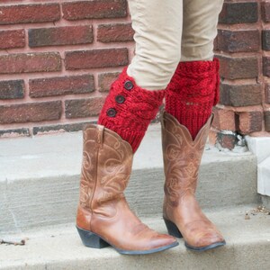 Skating in the Streets Bulky Knit Boot Cuffs Leg Warmers Buttoned Reversible Knit Pattern