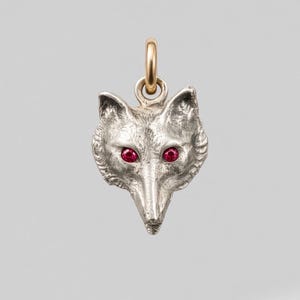 The Edwardian Fox — Antique-Inspired Heirloom Charm - Sterling silver , 9ct gold and Ruby eyes