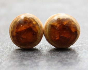 Warming crackle ceramic Stud Sterling Silver Earrings, Handmade, Scroll Back, Jewellery, Unique, Dainty, Glazed White Stoneware