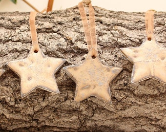 Luxurious bronze Stars, 1 star, Hanging, Ceramic, decorations,star, handmade, home decor, ornament, gold, Noël,Christmas, glazed stoneware