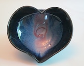 Blue Pink Purple Black heart bowl - black - blue - purple - ceramic art - functional pottery -