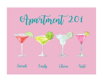 Personalized Roommate Wall Decor, Roommate Drink Poster, Dorm Wall Decor for College Girls, Preppy Wall Art, Apartment Decor College