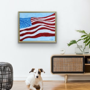 Old Glory, 16 x 20, Original USA Flag Painting on Canvas, American Flag Wall Art, Patriotic Artwork, Stars and Stripes, USA Flag Art
