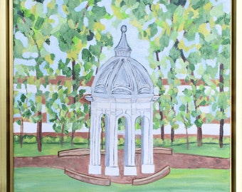 ECU Cupola Painting: Original East Carolina University Art, (12x12 Inches), Framed Canvas Wall Art