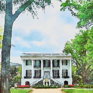 Officially Licensed - University of Alabama President&#39;s Mansion Art, Alabama Dorm Prints, Alabama Crimson Tide Art, Alabama Dorm Decor