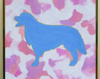 Cadeaux Golden Retriever : oeuvres d'art originales pour chiens, encadrées 10 x 10