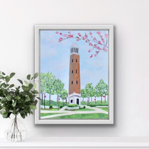 Officially Licensed University of Alabama Art, Denny Chimes Wall Art, Denny Chimes Painting, Alabama Dorm Decor, Crimson Tide Alabama Print