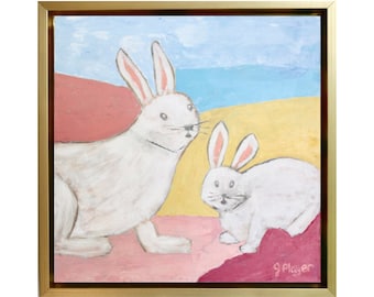 Original Bunny Painting | Whimsical Bunny Wall Art | Easter Decor | Nursery Art