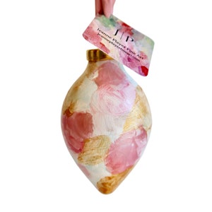 Pink Abstract Christmas Ornament, Pink White and Gold Christmas, Christmas Decor, Christmas Gift for Her, Hand Painted Christmas Ornaments