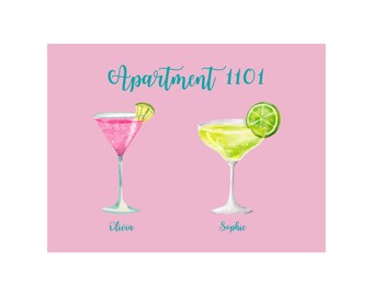 Personalized Roommate Wall Decor, Roommate Drink Poster, Dorm Wall Decor for 2 College Girls, Preppy Wall Art, Apartment Decor College