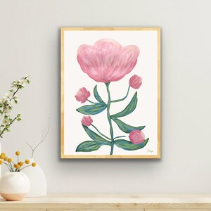 Pink & Red Floral Print: Whimsical Preppy Wall Art (Digital Download, Various Sizes)