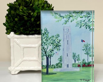 NC State Bell Tower Acrylic Art Block, Wolfpack Graduation Gift, 5 x 7