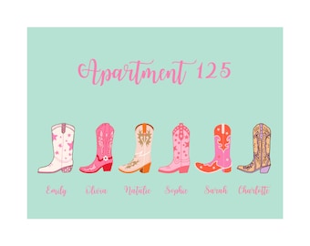 Personalized Roommate Wall Decor, Customize Prints for Dorm, Dorm Wall Decor for 6 College Girls, Preppy Wall Art, Apartment Decor College