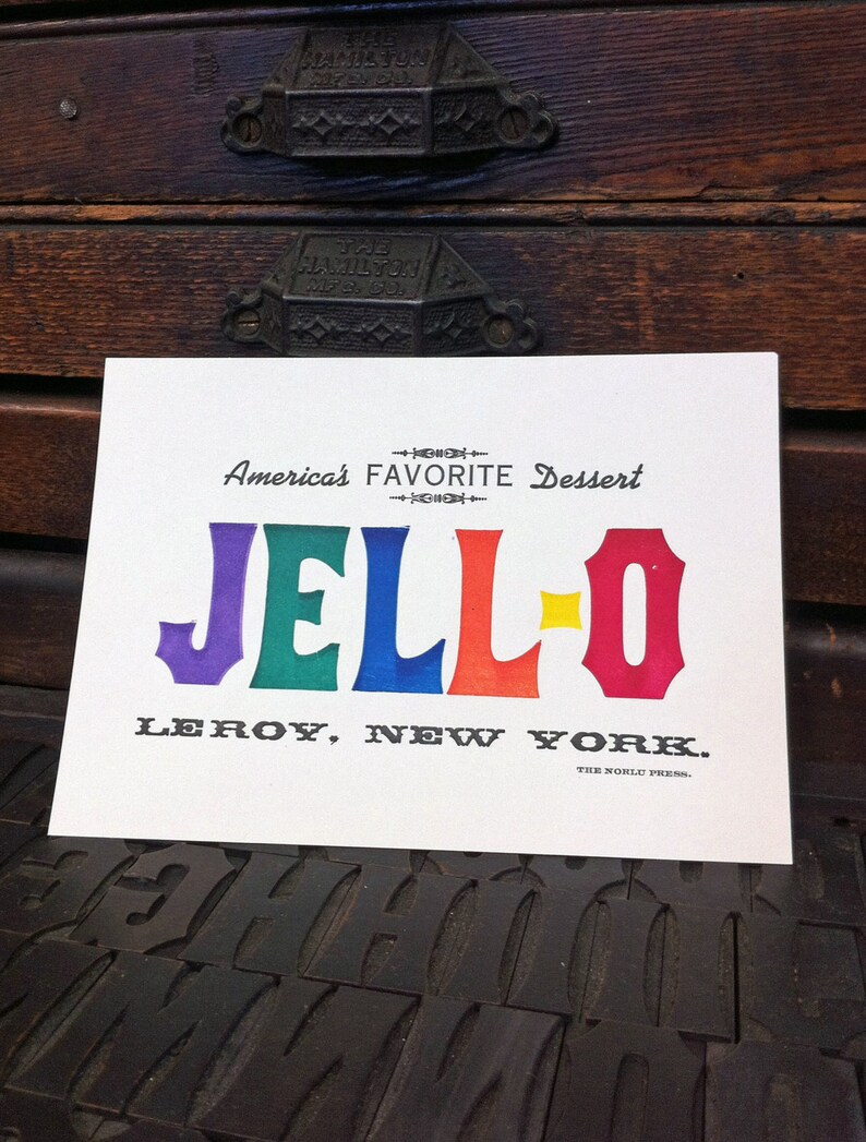 7-color Jell-O LeRoy, New York Letterpress Art Print image 2