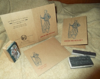 Civil War Letterpress Stationery, Fifth New York Duryee Zouaves (Set of 4) (Brown, White or Ivory)