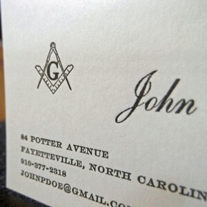 Masonic Calling Cards 100 count Letterpress-100% Cotton image 4