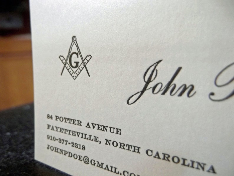 Masonic Calling Cards 100 count Letterpress-100% Cotton image 4