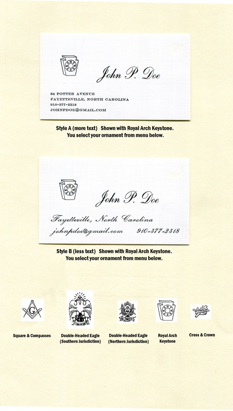 Masonic Calling Cards 100 count Letterpress-100% Cotton image 5