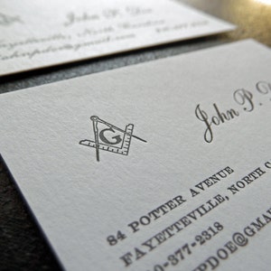 Masonic Calling Cards 100 count Letterpress-100% Cotton image 1