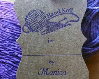 Knitting Gift Tags (large) - Kraft brown with Your Name and Ink Choice (Set of 8)