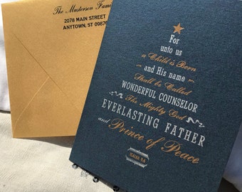 Contemporary/Traditional Christmas Cards with Personalized Envelopes