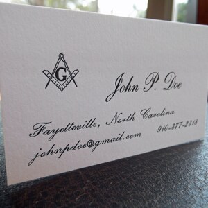 Masonic Calling Cards 100 count Letterpress-100% Cotton image 2