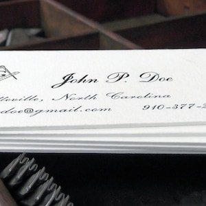 Masonic Calling Cards 100 count (Letterpress-Thick Stock)