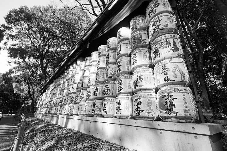Sake barrels at Meiji Shrine, Tokyo, Japan image 1