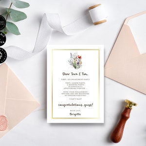 Classic Minimalist Congratulations on Your Engagement Card, Editable Printable Template, Modern Wedding Gift, Inst Download Canva 5x7", CD01
