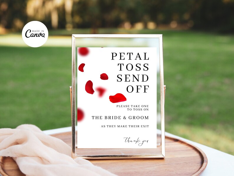 Petal Send Off Modern Wedding Confetti, Rose Petal Send off Sign Template, Classic ...