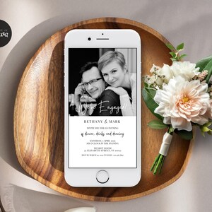 Engagement Party Invite, Minimalist Couple Shower, Evite Template, Electronic Text, Canva Smartphone, Modern Wedding, SMS Invitation, EG01a