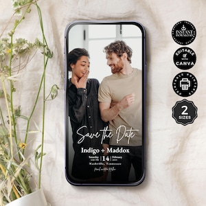 Save the Date Evite Template, Digital Invite, Electronic Save Our Date Instant Digital Download, Canva Smartphone, SMS Invite, 2 Sizes, ST5a