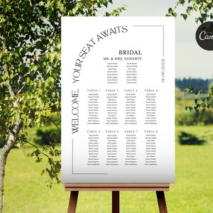 Modern Wedding Seating Chart Sign, Classic Seat Plan Template, Large Poster, Printable, Instant Download, Editable, Canva 3 sizes. WD3G3