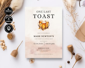 Bachelor Party Invitation Template, Modern Minimalist Invite, Stag Party, DIY Printable Editable Instant Download, Digital Canva 5x7", BP16