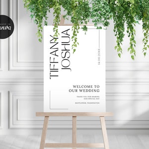 Modern Welcome to Our Wedding Sign, Large Elegant Printable Poster Template, Reception Decor, Instant Download, Editable Canva 3 sizes WD3G1