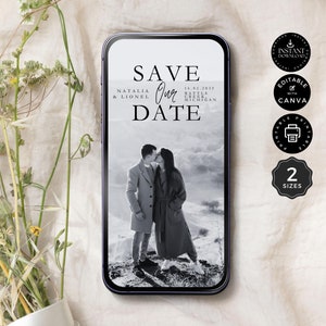Save the Date Evite Template, Digital Invite, Electronic Save Our Date Instant Digital Download, Canva Smartphone, SMS Invite, 2 Sizes,ST10a