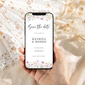 Save the Date Evite Template, Digital Invite, Electronic Save Our Date Instant Digital Download, Canva Smartphone, SMS Invite, 2 Sizes,SD13f