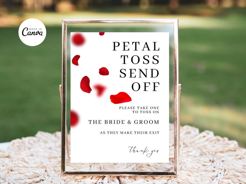 Petal Send Off Modern Wedding Confetti, Rose Petal Send off Sign Template, Classic ...
