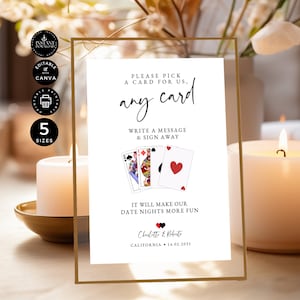 Modern Playing Cards Guest Book, Wedding Sign Template, Please Sign Our Guest Book, Unique, Wedding Decor, Printable Edit Canva 5 size, WS02