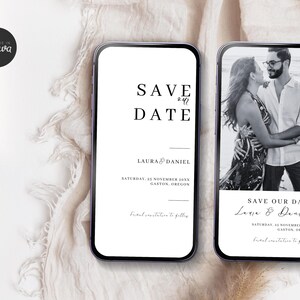 Classic Minimalist Save the Date Evite Template, Instant Digital Download, Canva Smartphone Modern Wedding, SMS Electronic Invitation WD1P2