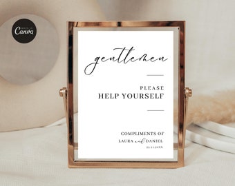 Modern Wedding Gents Room Sign, Bathroom Signage Template, Complimentary Toiletries, Bridal Shower, Printable Editable Canva 3 sizes WD1G38