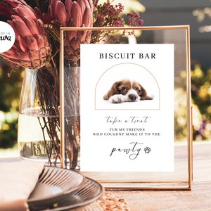 Classic Minimalist Wedding Biscuit Bar Sign, Pet Dog Treat Signage, Wedding Favors Decor, Instant Download,  Editable Canva 3 sizes, WD1G27