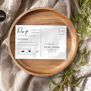 Classic RSVP Wedding Invite Postcard, Instant Download, DIY Card Minimalist Modern Reply, Editable Card, Instant Download, Canva 6x4", WD1S5