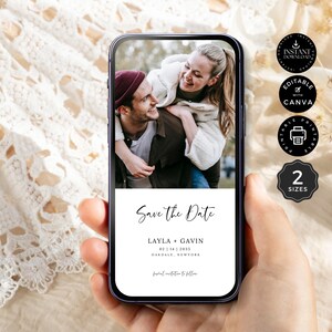Save the Date Evite Template, Digital Invite, Electronic Save Our Date Instant Digital Download, Canva Smartphone, SMS Invite, 2 Sizes, ST6a