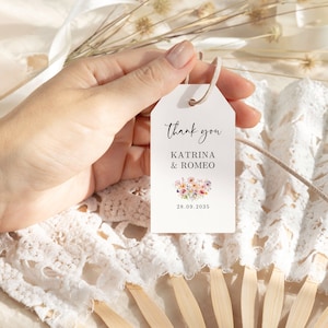 Favor Tag Template, Wildflower Gift Tag, Floral Tag, Modern Simple Wedding Gifts, Instant Download Editable Printable, Canva 2x3.5&quot;, SD13h
