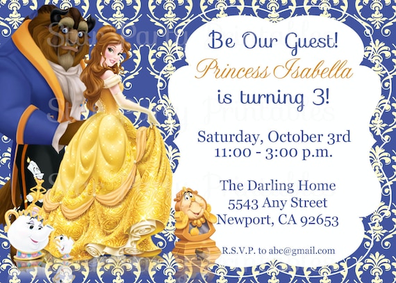 Princesse Belle Beaute Et La Bete Invitation Anniversaire Etsy Princesse Belle Beaute Et La Bete Invitation Anniversaire Etsy