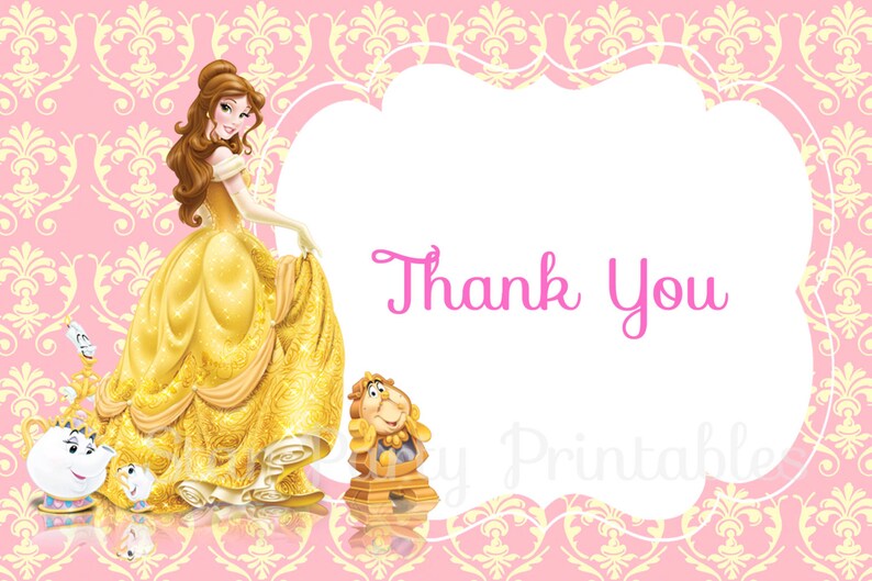 Beauty and the Beast Thank You Card Beauty and the Beast Thank You Note Belle Printable. Belle Digital Thank You Card