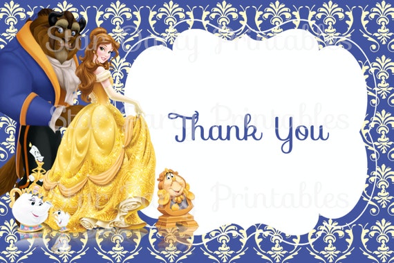 Belle Beaute La Bete Merci Carte Princesse Disney Merci Etsy